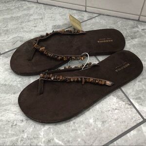 Sonoma Brown Beaded Suede Flip Flops